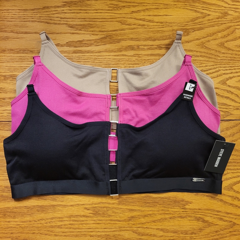 NWT Steve Madden Set of 3 Wireless Ribbed Bralettes Size Large